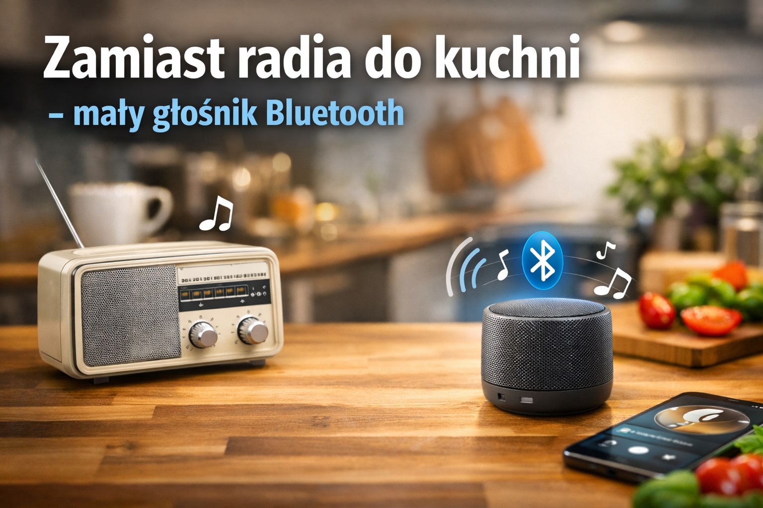 Zamiast radia do kuchni – mały głośnik Bluetooth.