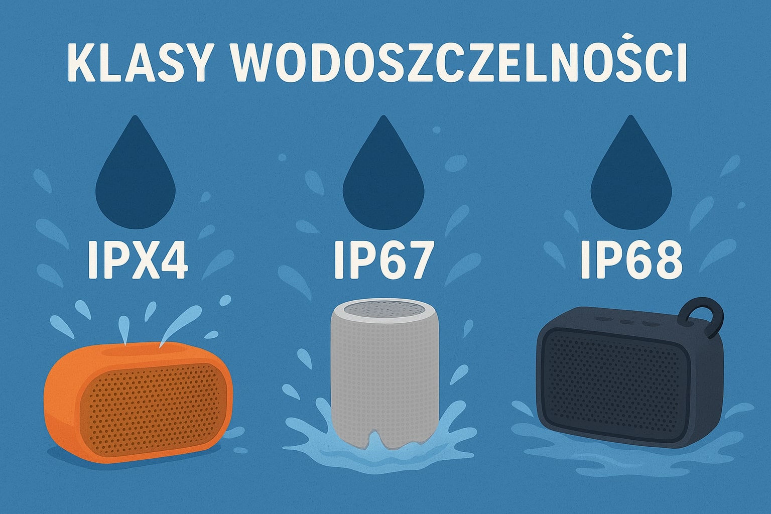 Klasy wodoszczelności IPX4, IP67, IP68 – co oznaczają dla głośników